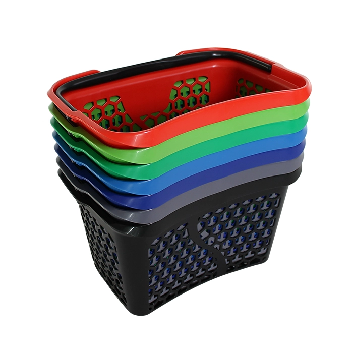 Ergonomic plastic hand baskets with handle
