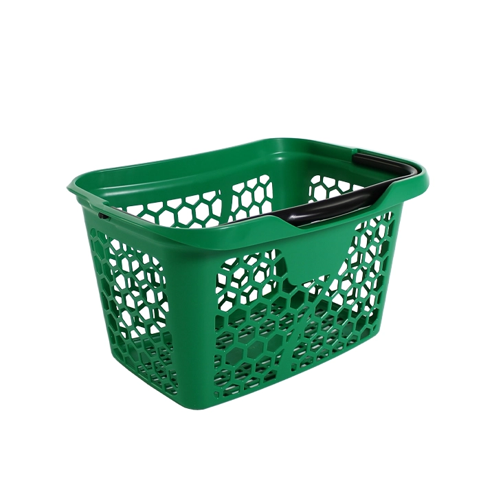 Hand basket with handle in green colour