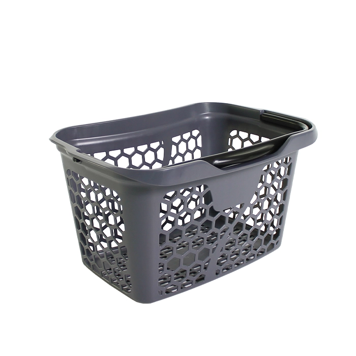 Plastic hand basket with handle in grey colour
