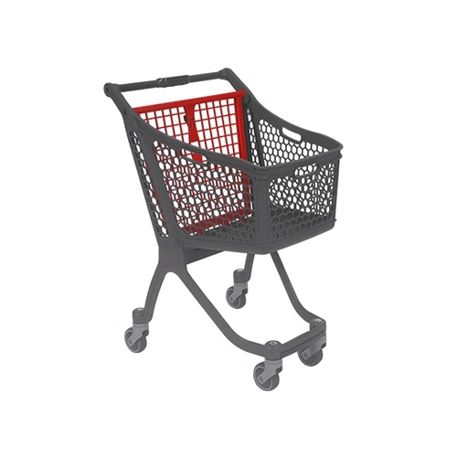 Basket trolley in grey and red colour