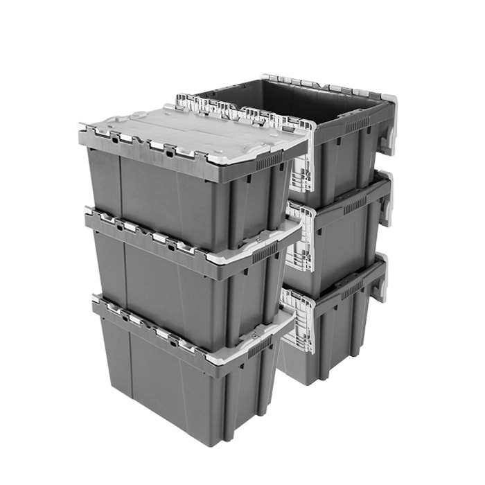 Stackable box with the lids open