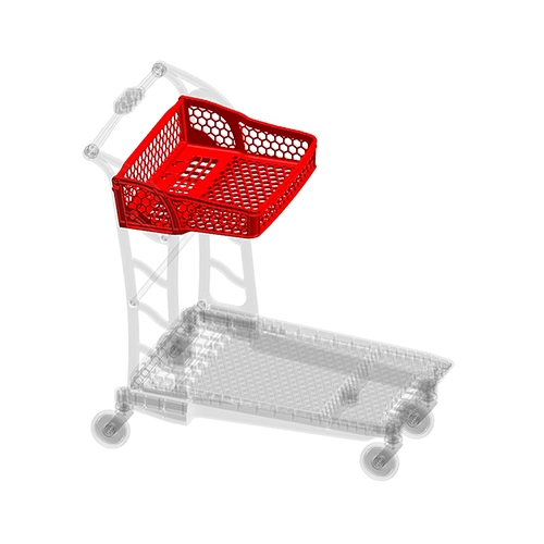 Supermarket flat trolley with colored basket
