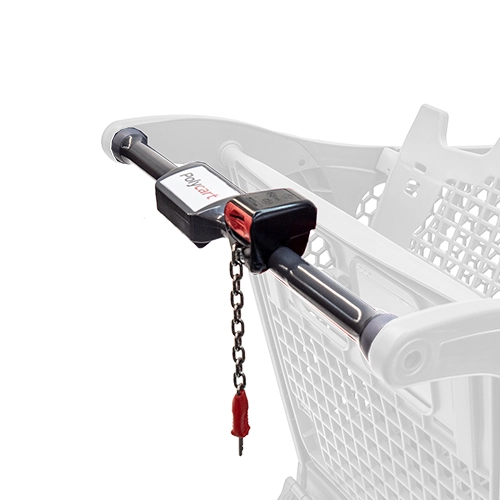 Coin lock for supermarket flat trolley