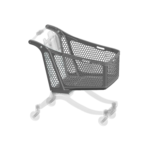 Carro cesta de supermercado con cesta de color gris